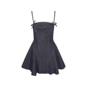 Self-Portrait Women Denim Bow Mini Dress